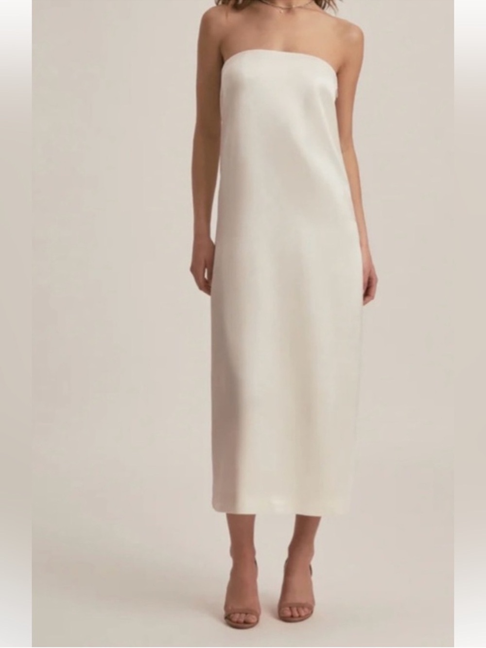 New Favorite Daughter The Don’t Overthink It Dress Strapless Satin Ivory Sz M